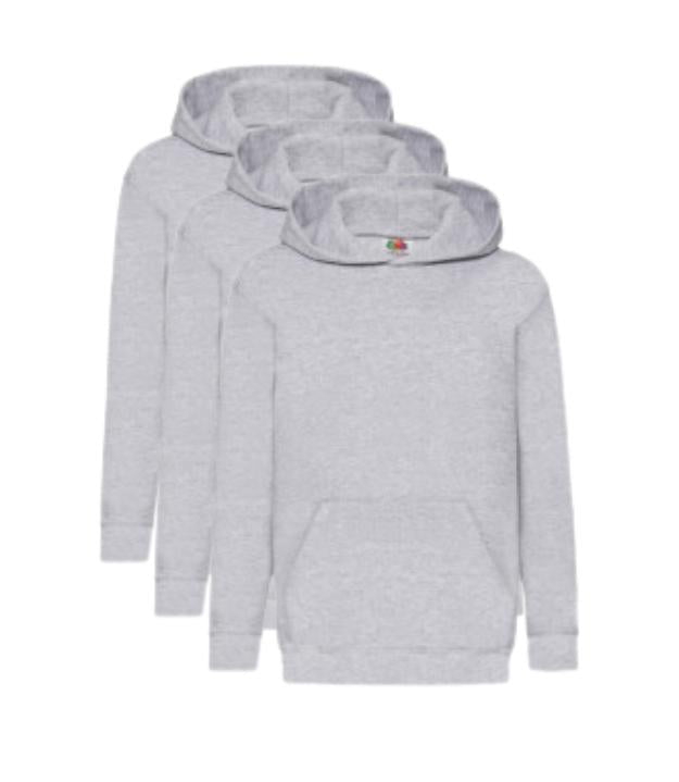 Fruit of the Loom Kids Classic Hooded Sweat | Heather Grey | Pack of 3 FRUIT OF THE LOOM (7279887302174803718)