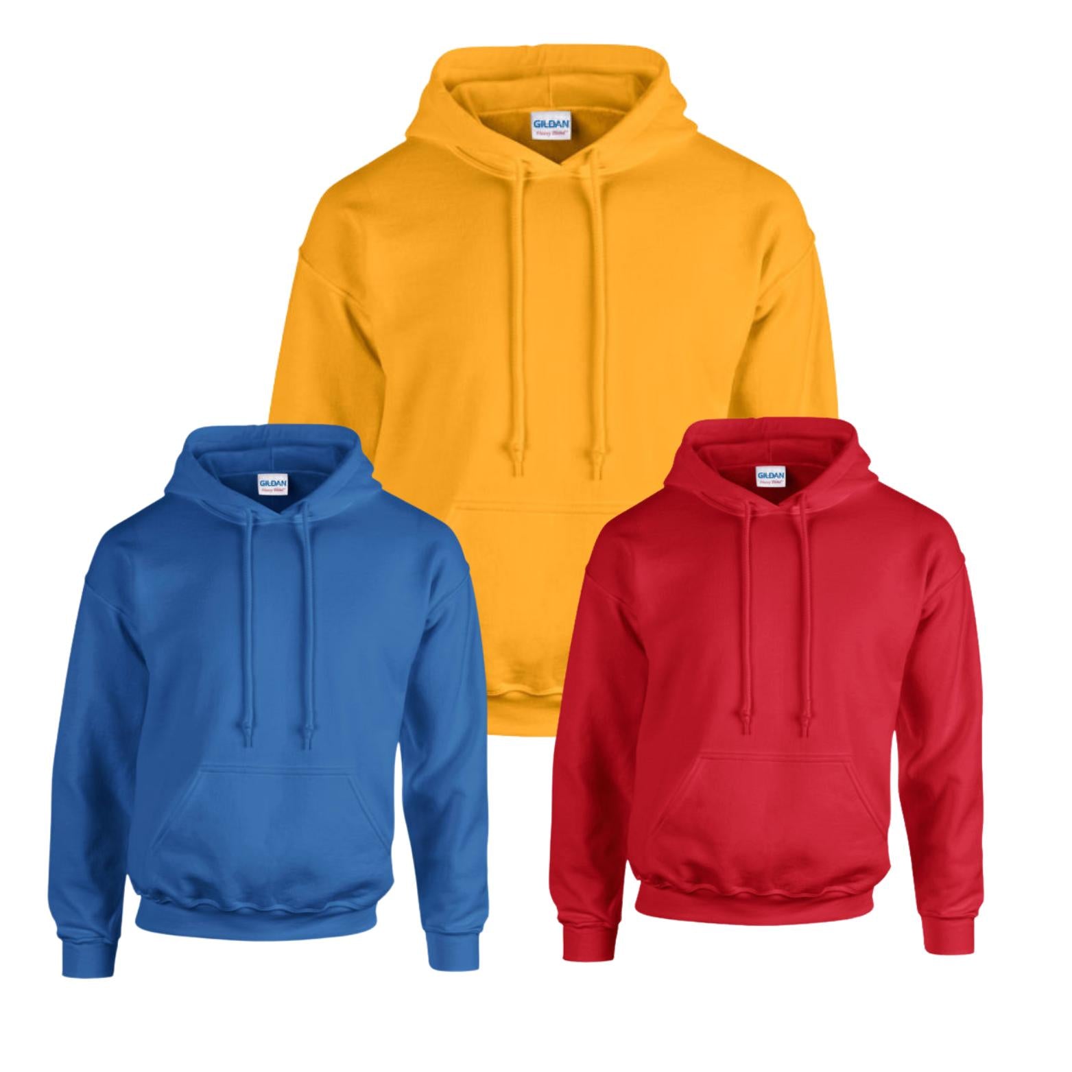 Gildan Heavy Blend Adult Hooded Sweatshirt, Multicolor, Pack of 3 Casual Plain GILDAN (7184176719711028997)