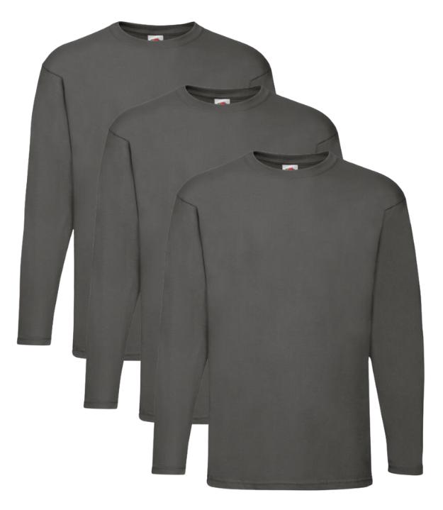 Fruit of the Loom Men's Valueweight Long Sleeved Tee, Pack of 3 T-Shirt, Light Graphite, (Size S to 3XL) Casual Plain Round Neck FRUIT OF THE LOOM (7279887302174803718)
