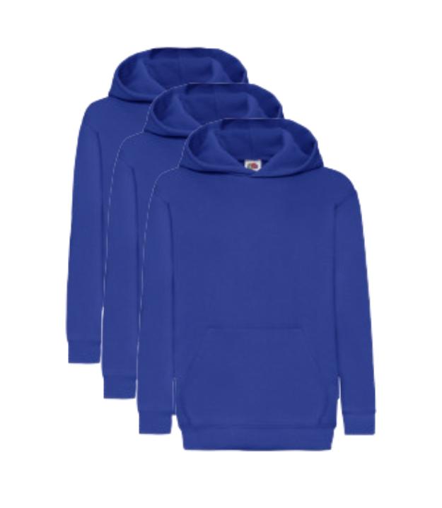 Fruit of the Loom Kids Classic Hooded Sweat | Royal Blue | Pack of 3 FRUIT OF THE LOOM (7279887302174803718)