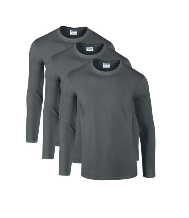 Gildan Softstyle Adult Long Sleeve T-Shirt, Sport Grey, Pack of 3 Classic Top GILDAN (7184176719711028997)
