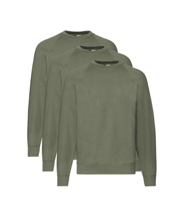 Pack of 3 Men's Classic Raglan Sweatshirts by Fruit of the Loom - Relaxed Fit Stylish FRUIT OF THE LOOM (7279887302174803718)