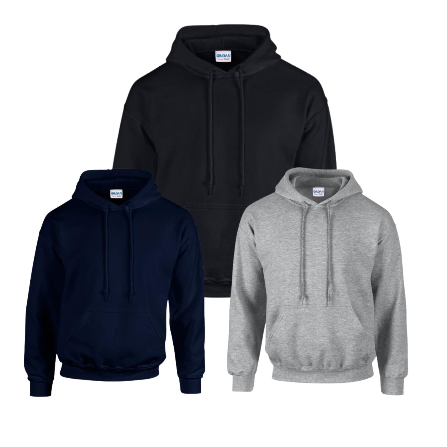 Gildan Heavy Blend Adult Hooded Sweatshirt, Multicolor, Pack of 3 Casual Menswear GILDAN (7184176719711028997)