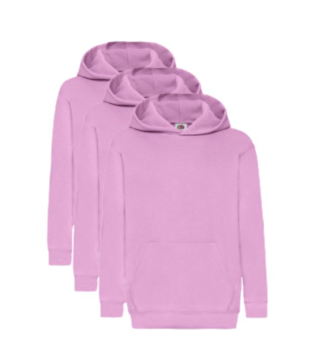 Fruit of the Loom Kids Classic Hooded Sweat | Light Pink | Pack of 3 FRUIT OF THE LOOM (7279887302174803718)