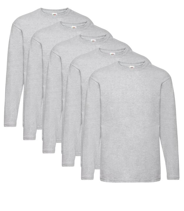 Fruit of the Loom Men's Valueweight Long Sleeved Tee, Pack of 3 T-Shirt, Light Graphite, (Size S to 3XL) Casual Plain Round Neck FRUIT OF THE LOOM (7279887302174803718)