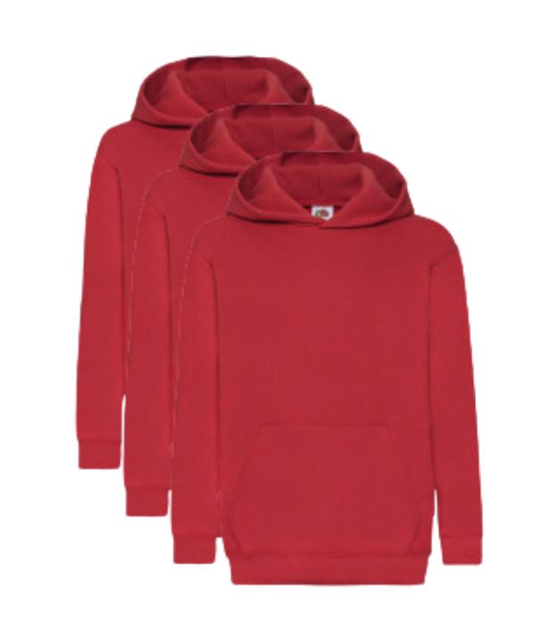 Fruit of the Loom Kids Classic Hooded Sweat | Red | Pack of 3 FRUIT OF THE LOOM (7279887302174803718)