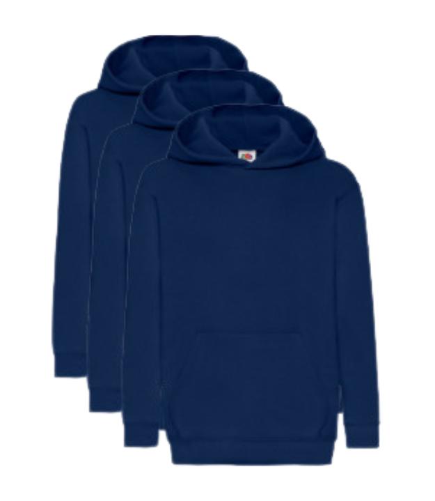 Fruit of the Loom Kids Classic Hooded Sweat | Navy | Pack of 3 FRUIT OF THE LOOM (7279887302174803718)
