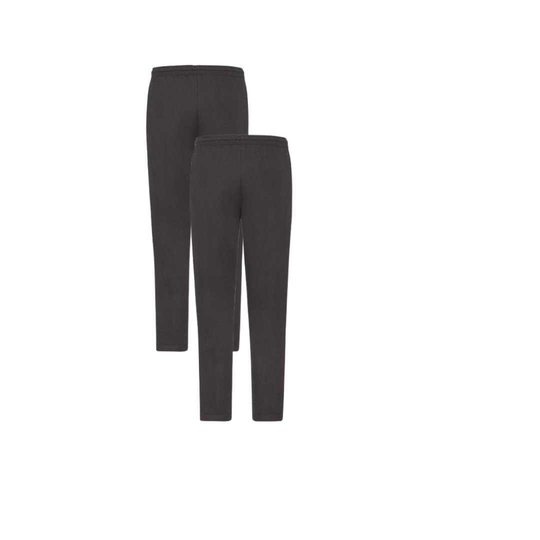 Fruit of the Loom Men's Classic Open Hem Jog Pants - Heather Grey | Pack of 2 Comfortable & Versatile Polyester Trousers Fruit of the Loom