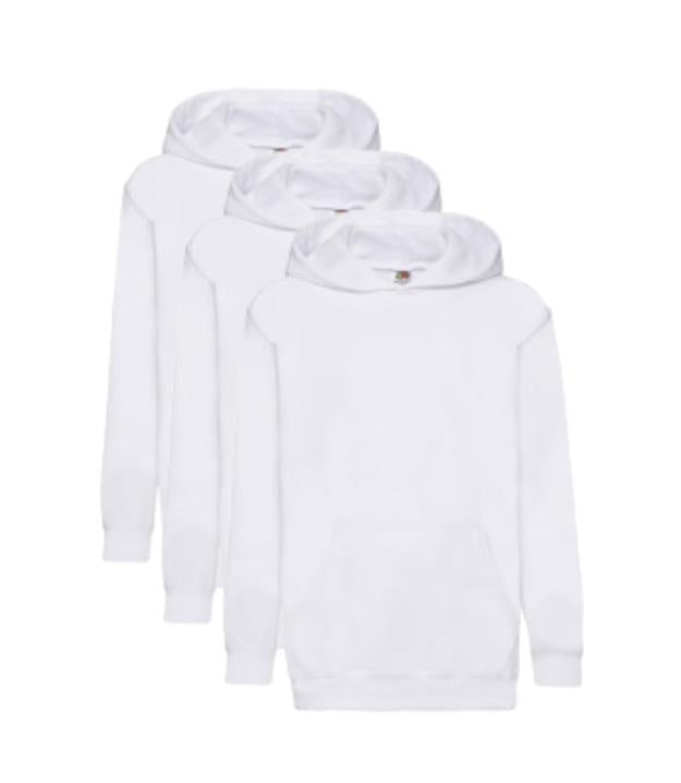 Fruit of the Loom Kids Classic Hooded Sweat | White | Pack of 3 FRUIT OF THE LOOM (7279887302174803718)