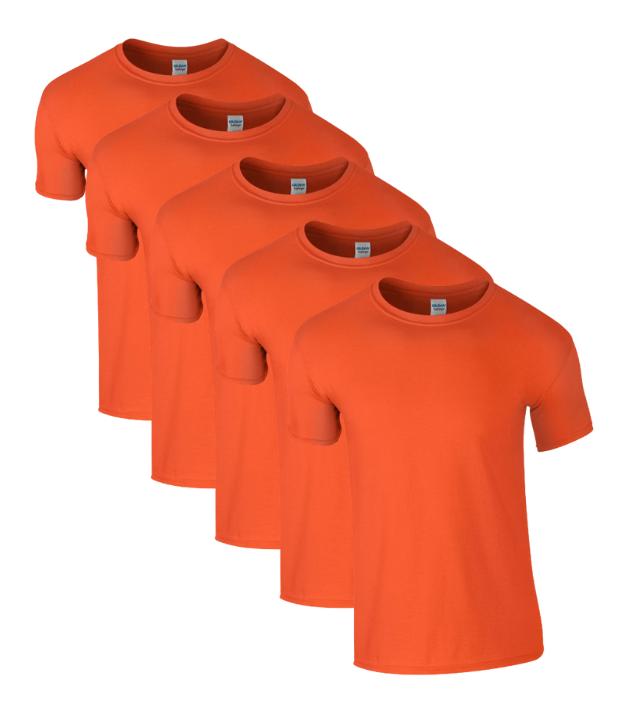 GILDAN Men's 64000 Softstyle T Shirt, Orange, pack of 5 Casual Cotton T-Shirt Top Tshirt GILDAN (7184176719711028997)