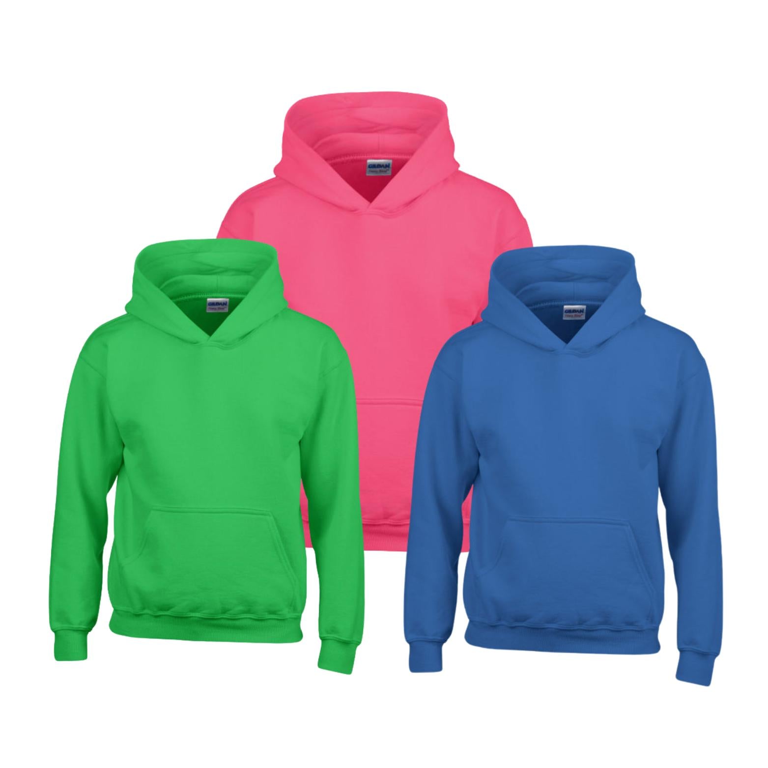 Gildan Heavy Blend Youth Hooded Sweatshirt, Multicolor, Pack of 3 Casual Classic GILDAN (7184176719711028997)