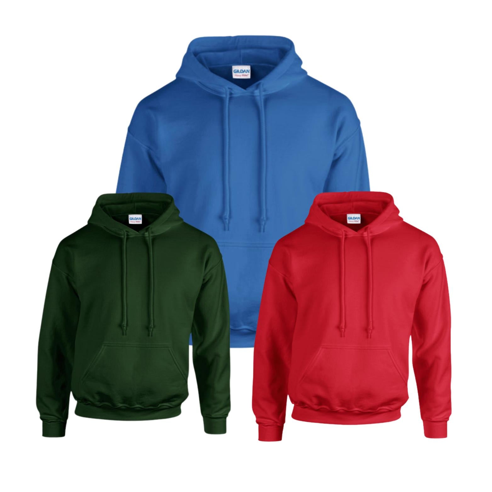 Gildan Heavy Blend Adult Hooded Sweatshirt, Multicolor, Pack of 3 Casual Menswear GILDAN (7184176719711028997)