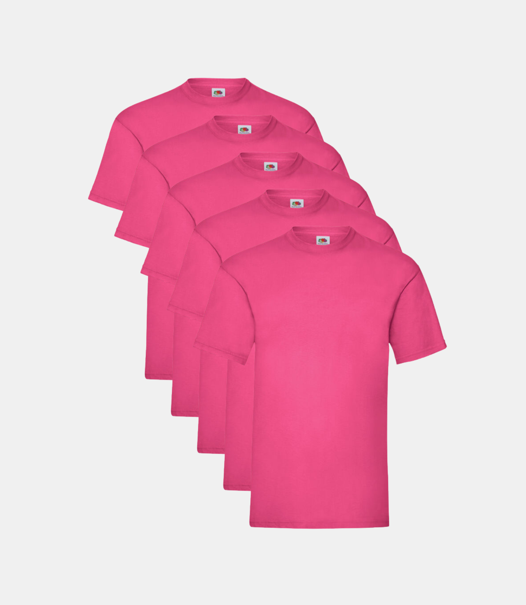 Fruit of the Loom Men's Valueweight T-Shirt Pink (Fuchsia ) (Pack of 5) Fruit of the Loom