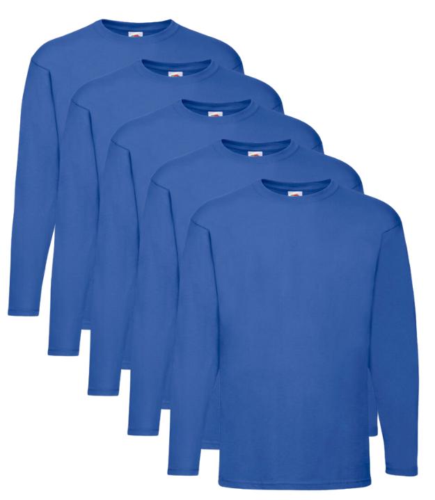 Fruit of the Loom Men's Valueweight Long Sleeved Tee Pack of 5 (Size S to 3XL) Fruit of the Loom