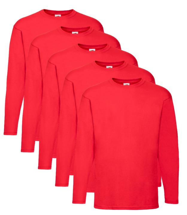 Fruit of the Loom Men's Valueweight Long Sleeved Tee Pack of 5 (Size S to 3XL) Fruit of the Loom