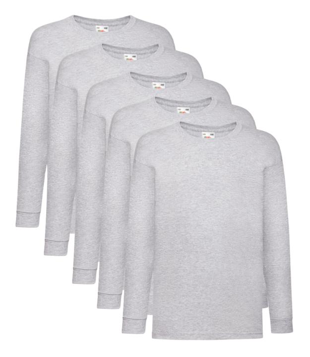 Fruit of the Loom Kid's Valueweight Long Sleeve T | Pack of 5| White Prime Apparel