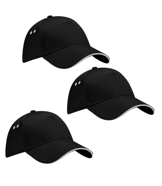 Beechfield Ultimate 5 Panel Sandwich Peak Cap Pack of 3 Beechfield