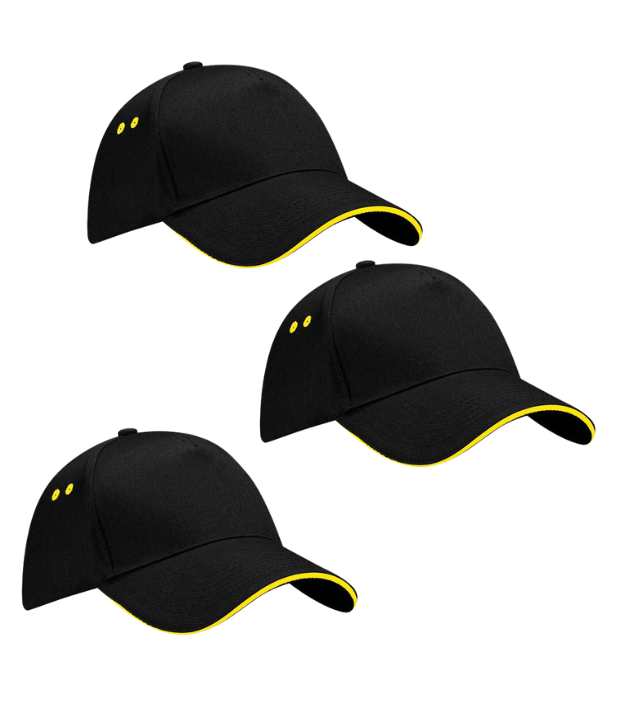 Beechfield Ultimate 5 Panel Sandwich Peak Cap Pack of 3 Beechfield