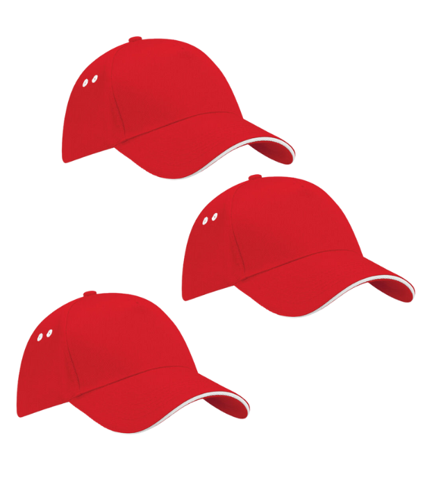 Beechfield Ultimate 5 Panel Sandwich Peak Cap Pack of 3 Beechfield