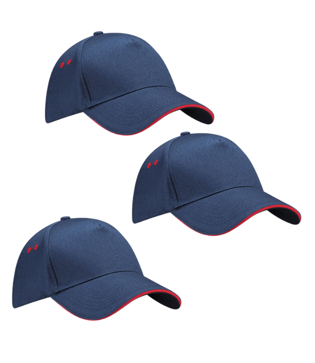 Beechfield Ultimate 5 Panel Sandwich Peak Cap Pack of 3 Beechfield