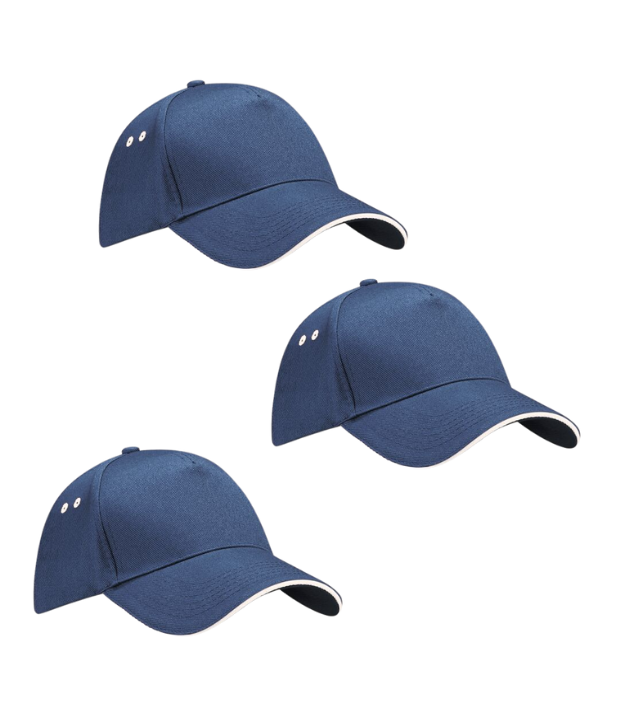 Beechfield Ultimate 5 Panel Sandwich Peak Cap Pack of 3 Beechfield