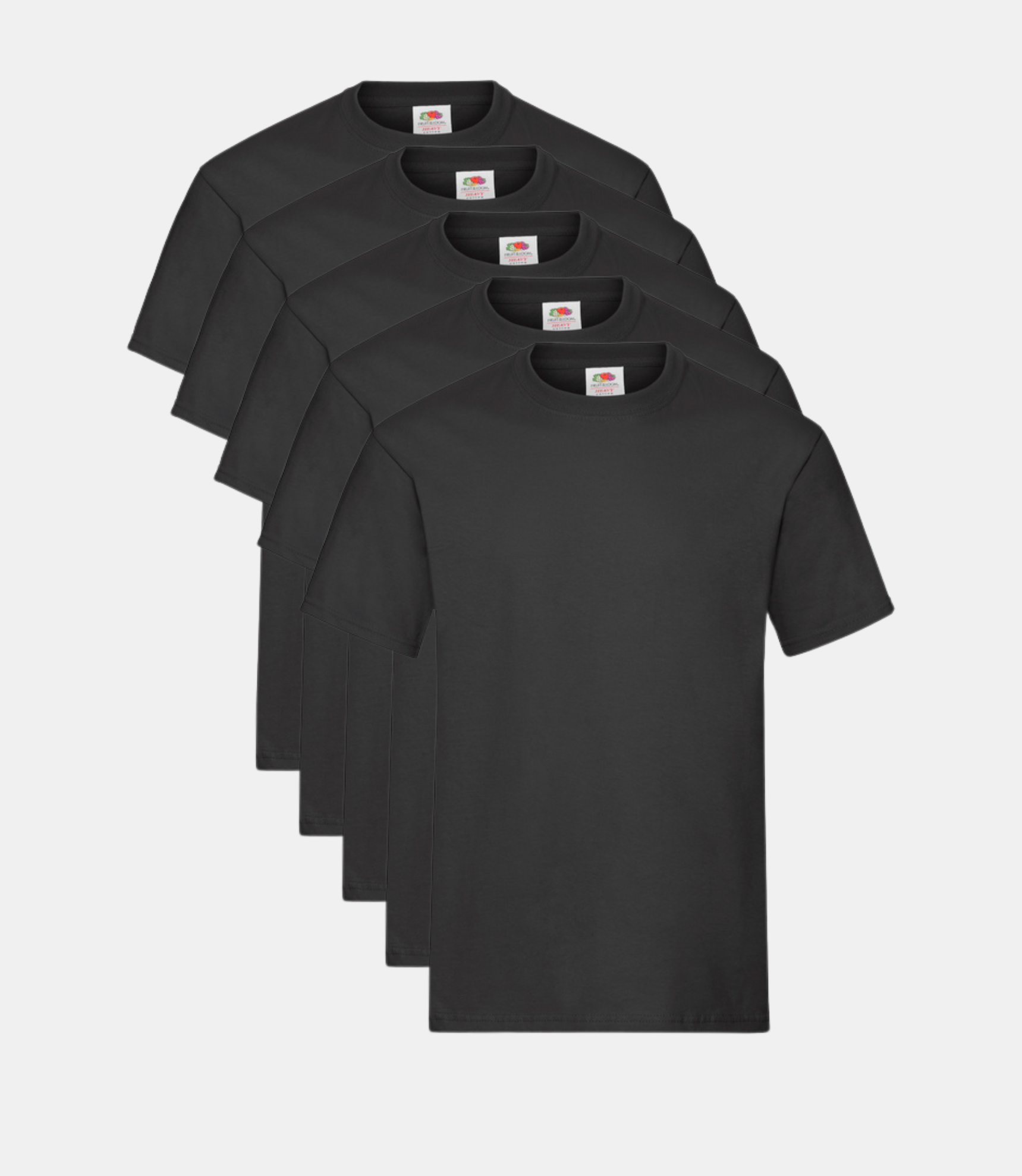 Fruit of the Loom T Shirt Heavy Men's, Black, ( Pack of 5 )