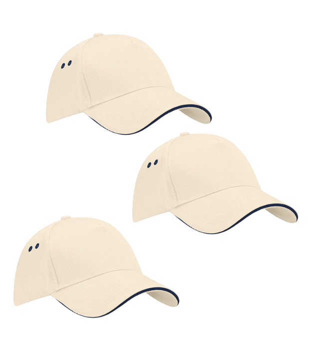 Beechfield Ultimate 5 Panel Sandwich Peak Cap Pack of 3 Beechfield