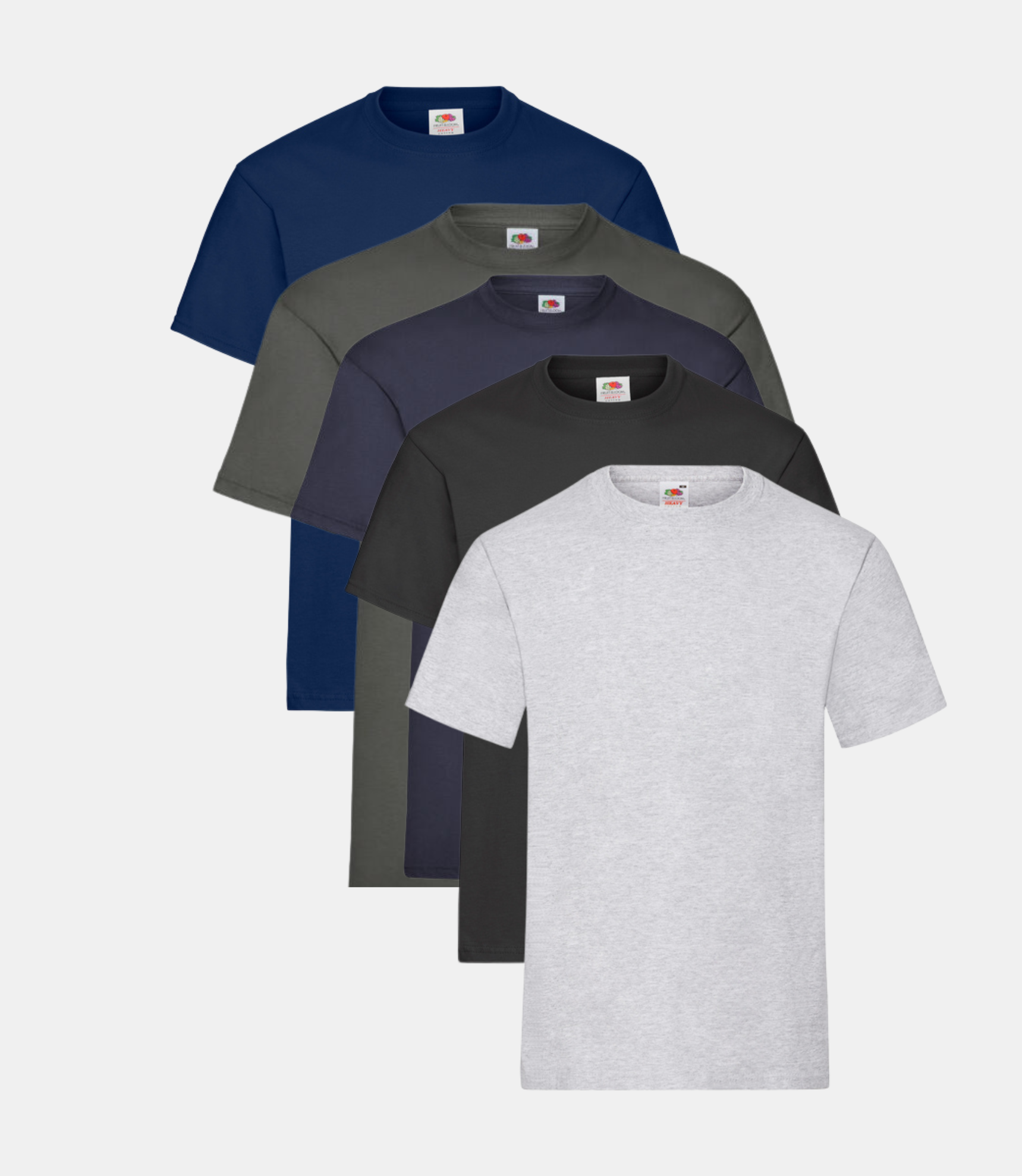 Fruit of The Loom Men's Valueweight Short Sleeve T-Shirt Pack of 5 Black/Navy/Heather Grey/Light Graphite/Deep Navy Fruit of the Loom