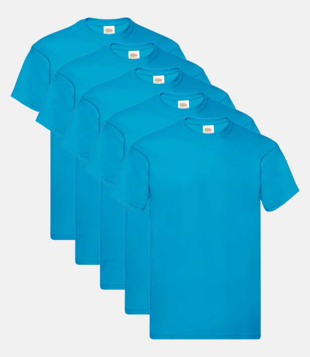 Fruit of the Loom Valueweight Men’s T-Shirt Pack of 5 azure blue Fruit of the Loom