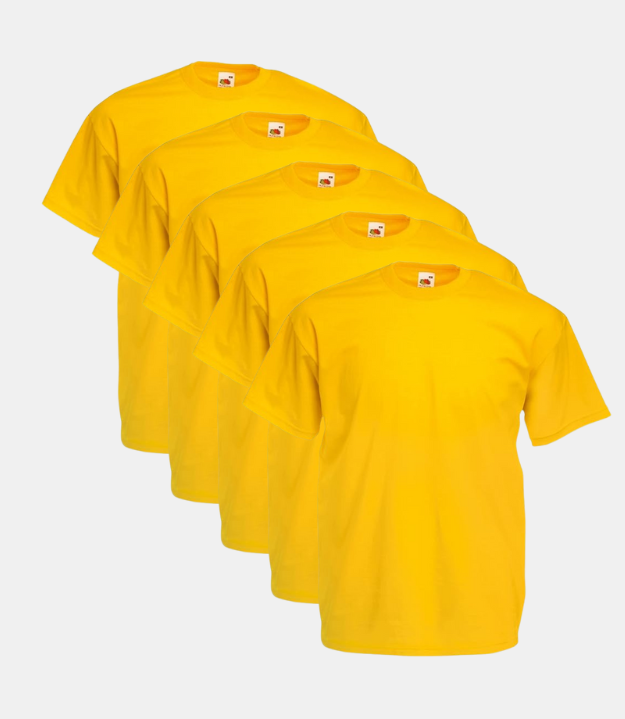 Fruit of the Loom Men's Ringspun Premium T-Shirt Yellow (Pack of 5) Fruit of the Loom