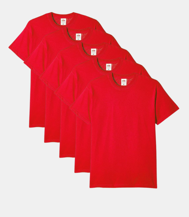 Fruit of the Loom Men's Super Premium T-Shirt Red ( Pack of 5 ) Fruit of the Loom