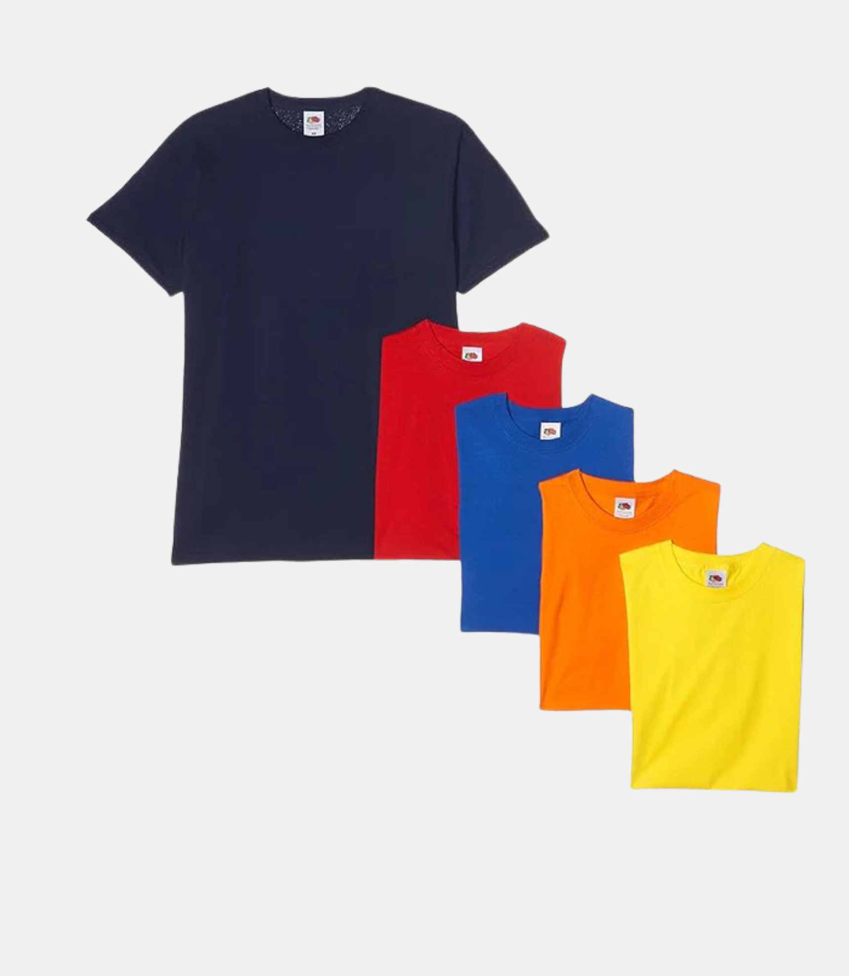 Fruit of the Loom Men's Original T-Shirt | Multicolor | Pack of 5 ( NVY/RED/ORNG/RYL/YLO//OT ) Fruit of the Loom