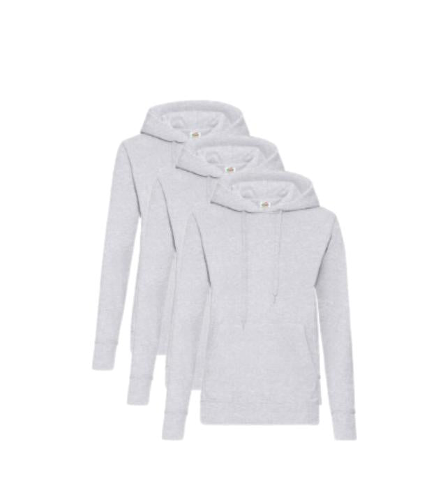 Fruit of the Loom Ladies' Classic Hooded Sweat | Heather Grey | Pack of 3 Long Sleeve Womenswear Cotton Fit Loose Sweatshirt FRUIT OF THE LOOM (7279887302174803718)