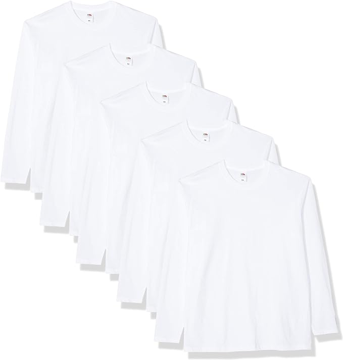 Fruit of the Loom Men's Valueweight Long Sleeved Tee Pack of 5 (Size S to 3XL) Fruit of the Loom