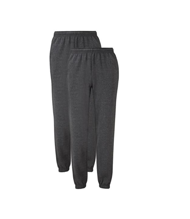 Fruit of the Loom Men's Men's Classic Elasticated Cuff Jog Pants | Dark Heather | Pack of 2 Plain Trouser Menswear Casual FRUIT OF THE LOOM (7279887302174803718)