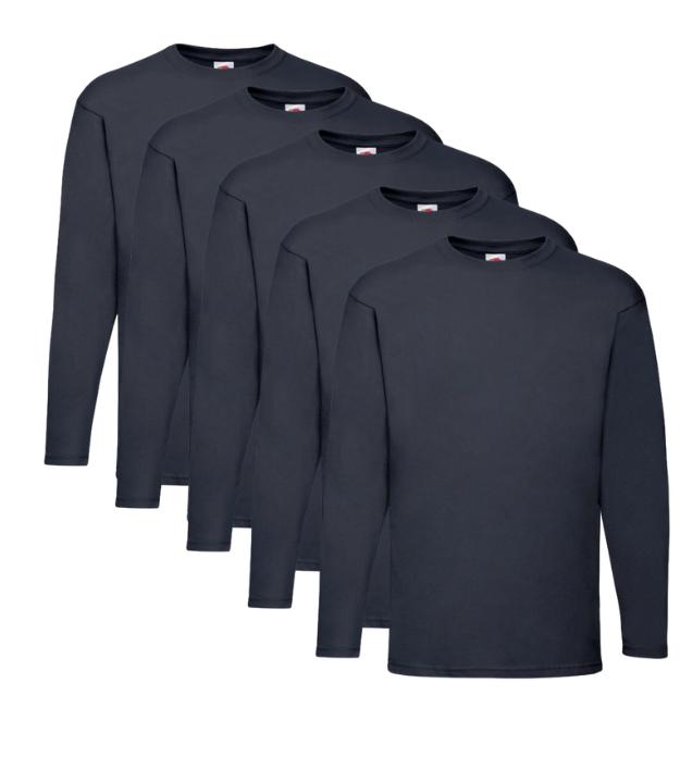 Fruit of the Loom Men's Valueweight Long Sleeved Tee Pack of 5 (Size S to 3XL) Fruit of the Loom