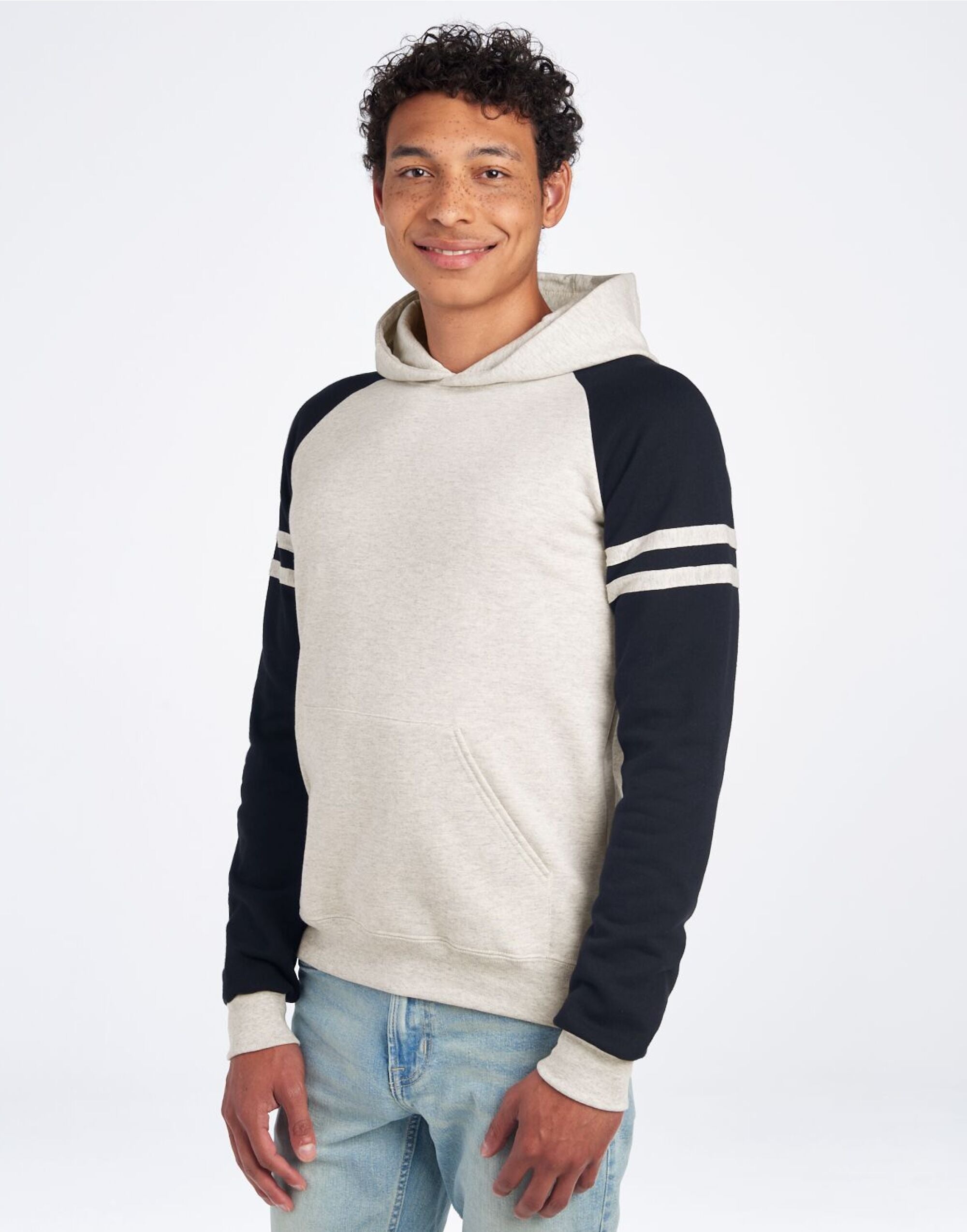 Jerzees NuBlend Varsity Colour-Block Hoodie Casual Long Sleeve Jerzees (7046223148714362625)