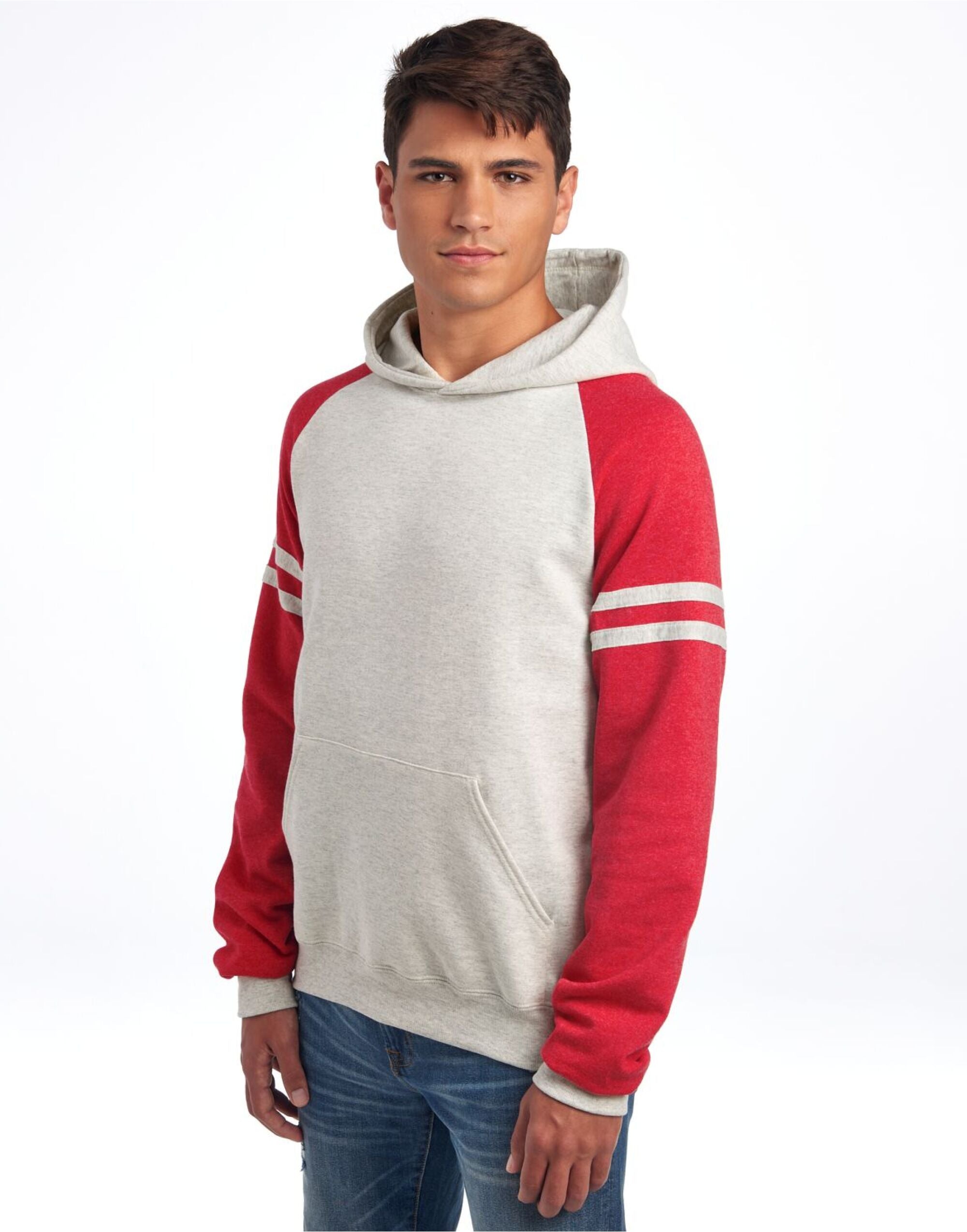 Jerzees NuBlend Varsity Colour-Block Hoodie Casual Long Sleeve Jerzees (7046223148714362625)