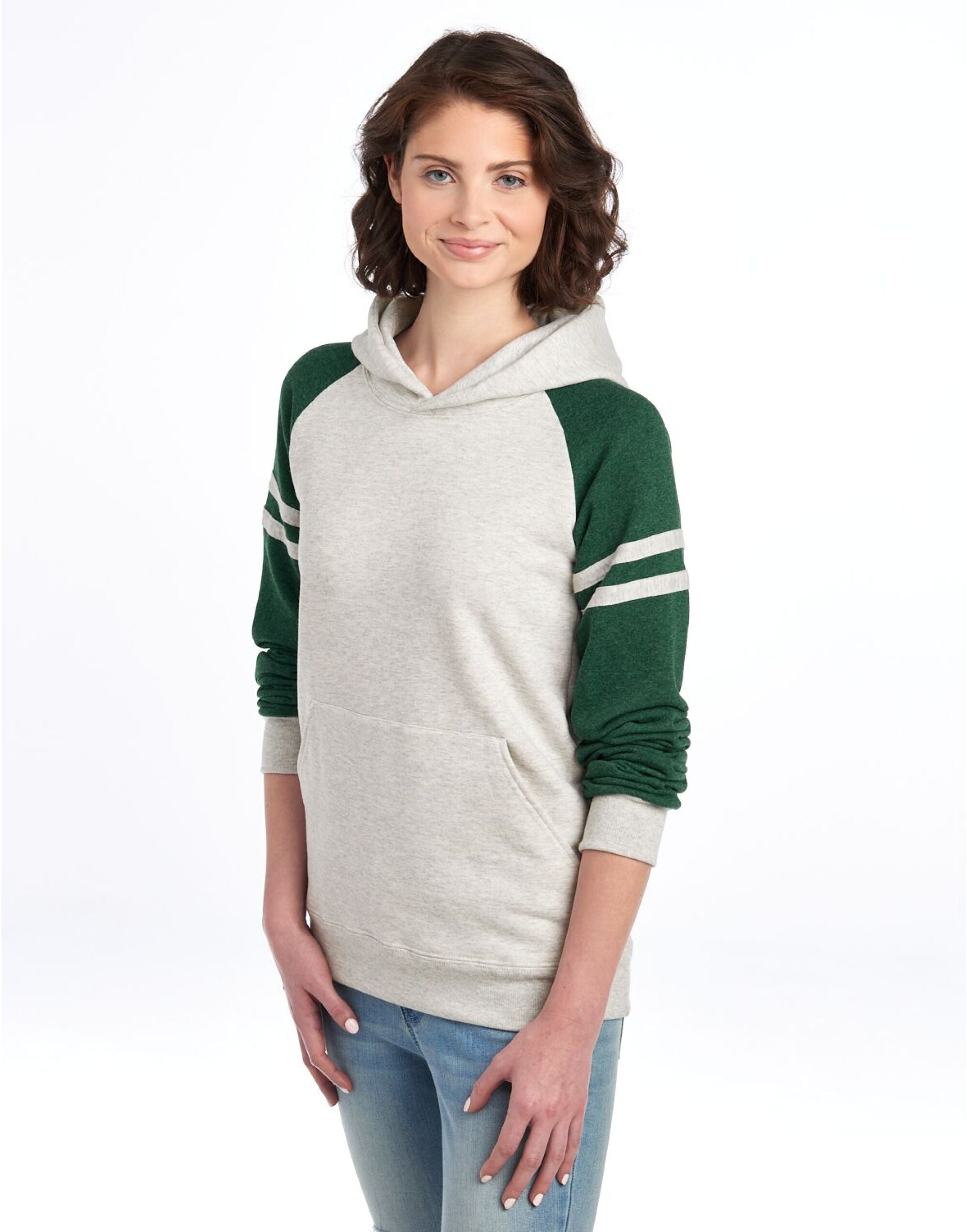 Jerzees NuBlend Varsity Colour-Block Hoodie Casual Long Sleeve Jerzees (7046223148714362625)